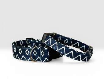 Navy Blue Geometric Pet Collar
