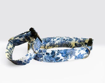 White and Blue Floral Pet Collar