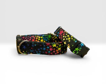 Rainbow Glitter Stars Pet Collar