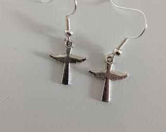 Cross wing earrings