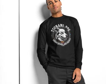 Schweres Herren-Langarmshirt Tsunami: Der vierbeinige Held, der niemals aufhörte zu suchen.