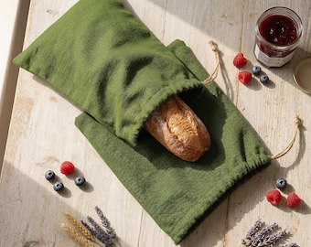 Sacchetto per il pane in lino 100% naturale, sacchetto per il pane in lino riutilizzabile, disegno di sacchetto per alimenti in lino, sacchetto per il pane in lino biologico, sacchetto per baguette in lino, sacchetto per la conservazione in lino