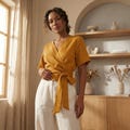 100% Linen crop top, Linen wrap top, Linen wrap blouse, Linen tops for women, Linen summer top, Natural linen top, Plus size linen top