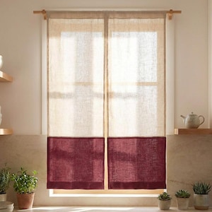 100% Leinen-Farbblockvorhang, Leinen-Noren-Vorhang, japanischer Leinenvorhang, benutzerdefinierte Leinenvorhang, natürlicher Leinenvorhang, Leinenfenstervorhang