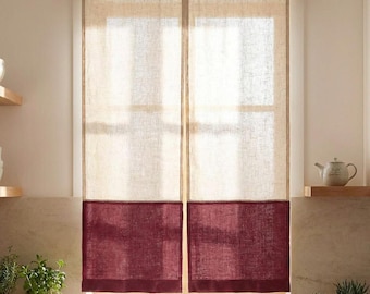 Tenda a blocchi di colore 100% lino, tenda noren in lino, tenda giapponese in lino, tenda in lino su misura, tenda in lino naturale, tenda per finestra in lino