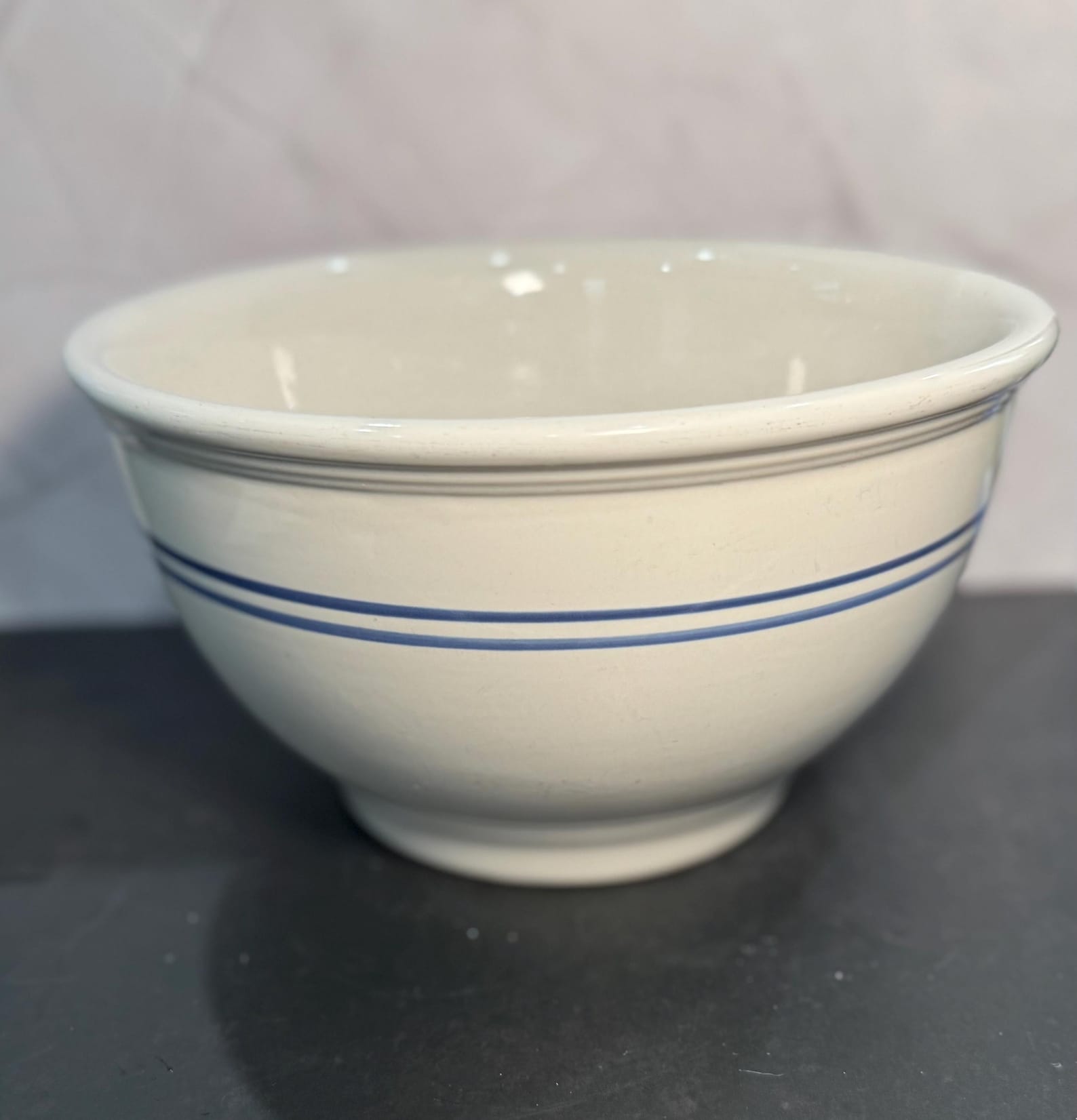 Gibson White/Blue Stripe stoneware Mixing Bowl