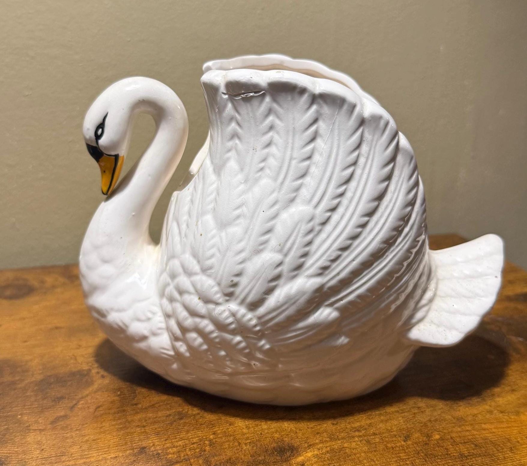 Porcelain White Swan - Etsy