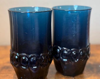 Vintage Tiffin Franciscan Madeira Tumblers | Cobalt Blue MCM Barware