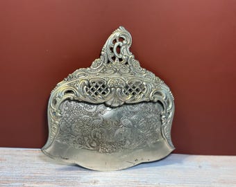 Vintage Silverplate Silent Butler Ash Pan: Peacock Floral Design, Japan