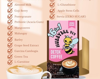 16-in-1 Detox Coffee Mix | Collagen Wellness Coffee | Energy & Glow Booster | Daily Beauty Drink | HubbyBee Houston