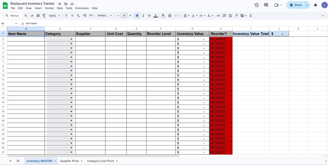 restaurant inventory spreadsheet | food cost &... Restaurant Inventory Tracker Spreadsheet | Small Business Food Stock ...