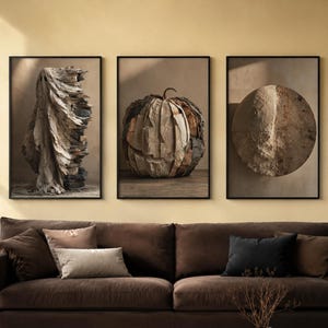 Ensemble d'affiches murales neutres pour Halloween, imprimés fantômes, citrouilles et lune, décoration wabi-sabi aux tons naturels