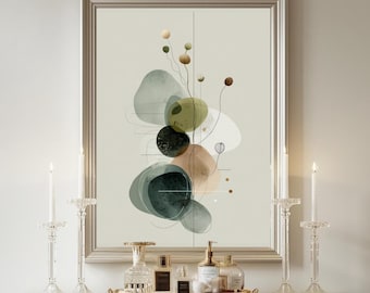 Abstrakter botanischer Druck, minimalistisches Poster mit organischen Formen, neutrales Dekor