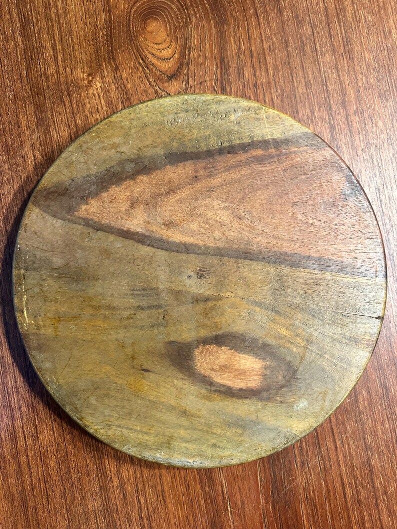 Vintage Hand-Carved Collapsible Wooden Basket | 3-Compartment Fruit Bowl, Trivet, Snack Tray image 3