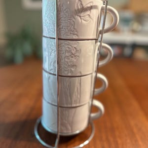Pier 1 White Glazed Terracotta Stacking Mugs