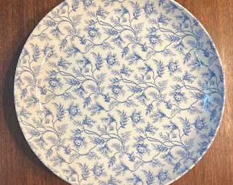 Vintage Spode Rosebud Chintz Platter – Blue Floral Serving Bowl Made England