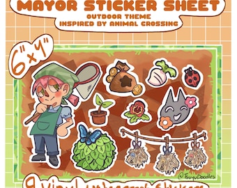 Foglio di adesivi di Animal Crossing: New Horizons per attività all'aperto