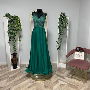 emerald green gala dress Tina Holly Couture TW030 Emerald Green Gala A Line Formal Dress Green / 20 AUS main image 1