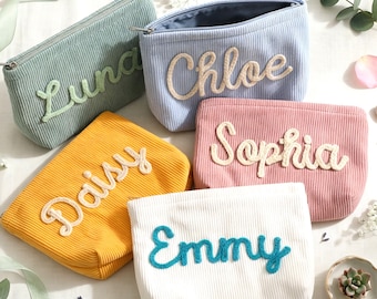 Custom Name Makeup Bag, Personalized Quilted Cosmetic Bag, Embroidered Bridesmaid Gift, Puffer Toiletry Bag, Travel Pouch, Mother's Day Gift