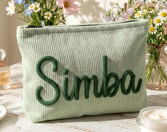 Custom Bridesmaid Makeup Bag, Personalized Wedding Gift, Chenille Letter Toiletry Bag, Bridal Party Pouch, Flower Girl Gift, Maid of Honor