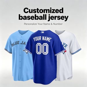 Camiseta de béisbol personalizada de los Blue Jays, nombre y número personalizados, camisetas deportivas de equipo, camiseta de boda, regalo bordado