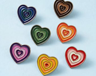 Hart emaille pins set, kleurrijke retro liefdesbroche, schattige regenboog hart reversspeld, Valentine jas tas badge, Y2K cadeau voor haar, schattige pin