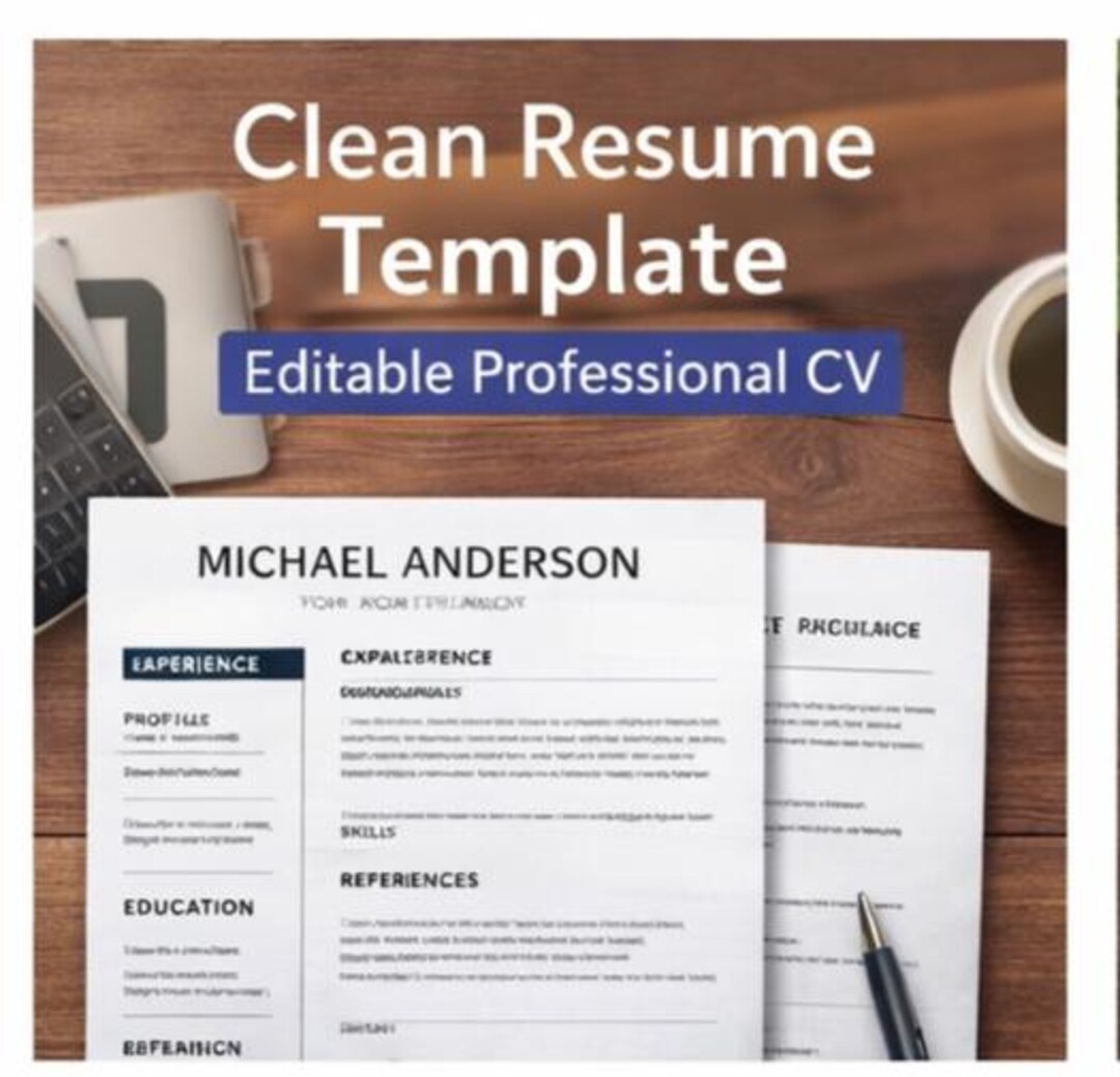 Clean Professional Resume Template | Editable CV (instant Download) - Etsy