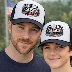 Gorra de camionero America 250 / Parche patriótico del bicentenario 1776-2026