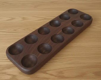 Walnut Wood Egg Holder | Farmhouse Decor Tray | Kitchen Organizer