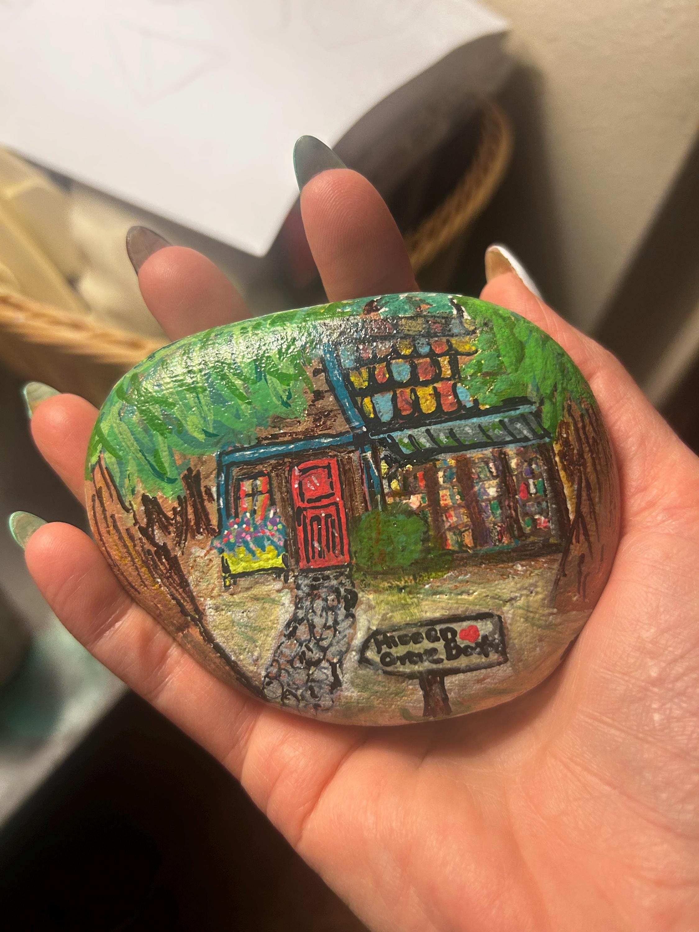 Title: “hidden Grove Books” - Hand Painted Bookshop Rock - Etsy