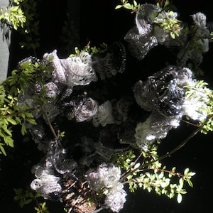 Ruffled Scarf, white to black, with sequins, free shipping.
