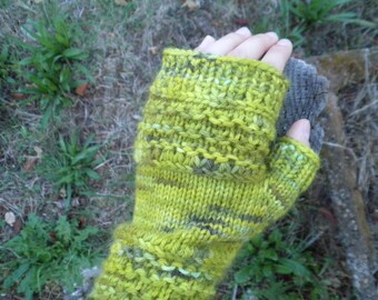 Fingerless gloves, hand knitted, Size S -M