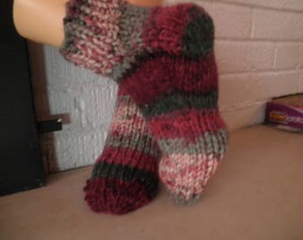 Slipper Socks, hand knitted, size L