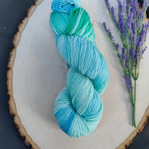Sock weight yarn, Merino wool, hand dyed, superwash, Atlantic/ 463 yards, Free shipping!