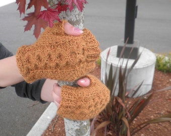 Handknitted fingerless gloves, Size S - M