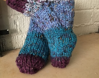 Slipper Socks, hand knitted, Size L