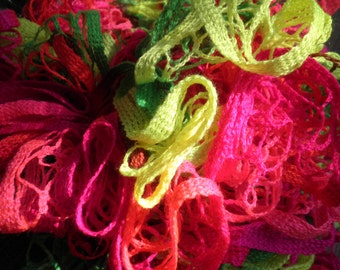 Ruffled Scarf, Neon Colors, Free Shipping