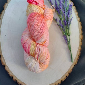 Sock weight yarn, Merino wool, hand dyed, superwash, Coral/ 463 yards, Free shipping!