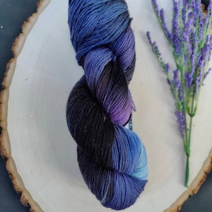 Sock weight yarn, Merino wool, hand dyed, superwash, More Dark Matter/ 306 yards, Free shipping!