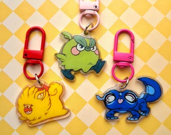 Pokémon Inspired, Handmade, Acrylic Keychain / Keyring, All Winds and Waves Starters Bundle; Gecqua, Browt and Pombon