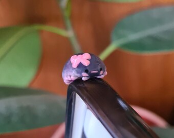 Handmade Polymer Clay Phone Hipper, Charm or Worry Stone of a Little Isopod Friend