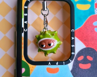 Handmade Polymer Clay Phone Charm / Keychain of a Sleepy Little Conker