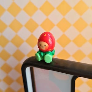 Handmade Polymer Clay Phone Hipper of a Little Strawberry Friend