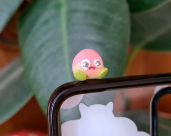Handmade Polymer Clay Phone Hipper of a Little Peach Friend