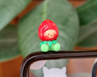 Handmade Polymer Clay Phone Hipper of a Little Strawberry Friend