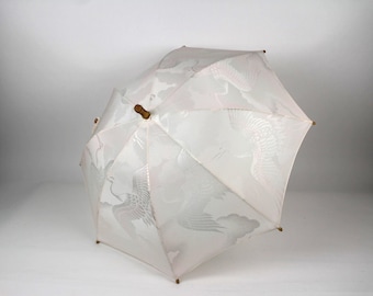 Kimono Fabric Decorative Umbrella, Japanese Vintage Interior Decor, Upcycled Traditional Home Accent No.2
