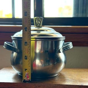 Vintage Monterey Carefree Stainless Steel Covered Serving Bowl, MCM Lidded Pot Japan