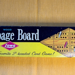 Tablero de cribbage de madera vintage E.S. Lowe – Modelo n.° 1503 (finales de los 60 - principios de los 70)