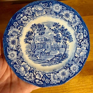 Vintage Liberty Blue Monticello Plate | Staffordshire Ironstone, England