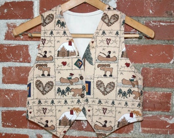 Boy's vest, Childrens vest, vest, Diana Marcum fabric, Northwoods vest